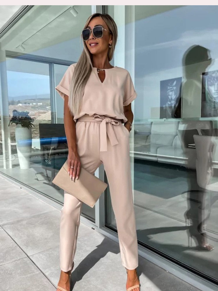 Isolde - Zomerse Sandy Jumpsuit Met Luchtige Pasvorm
