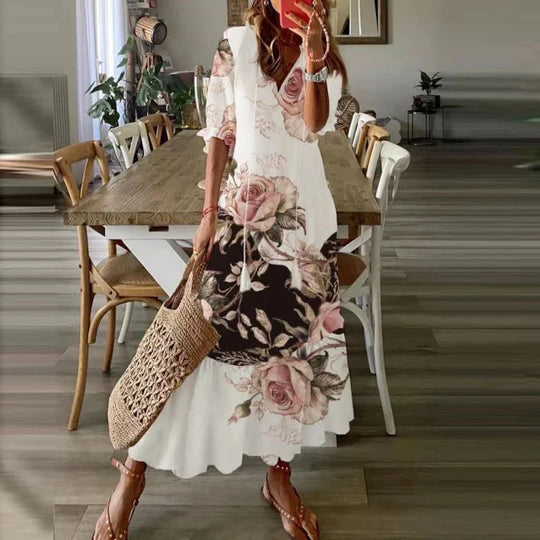 Ines - Luchtige Boho Maxi Jurk met Bloemenprint Dames