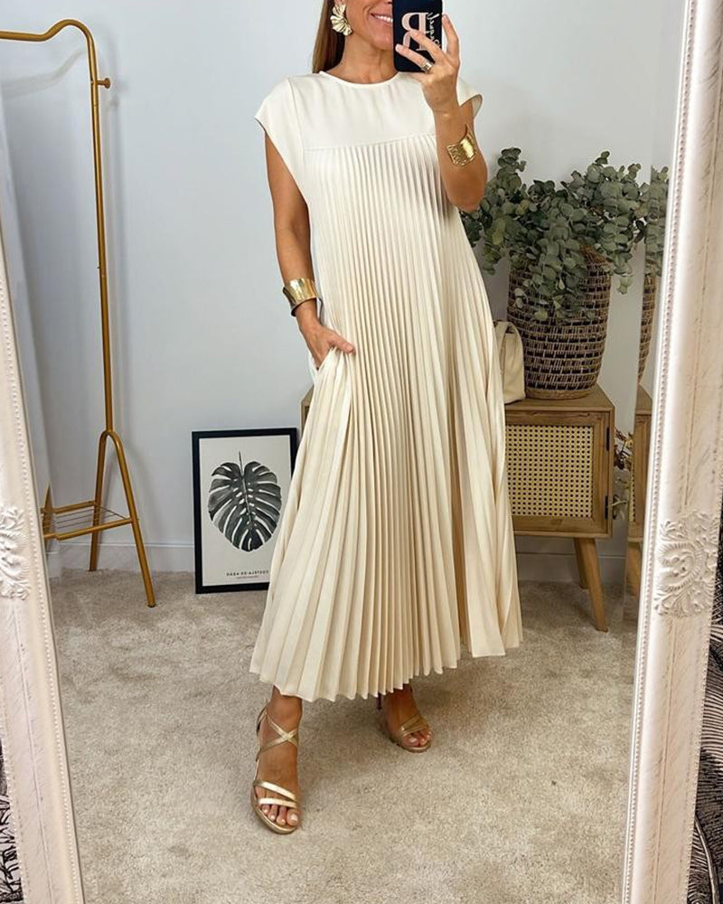 Saskia - Elegante Plissé Maxi Jurk