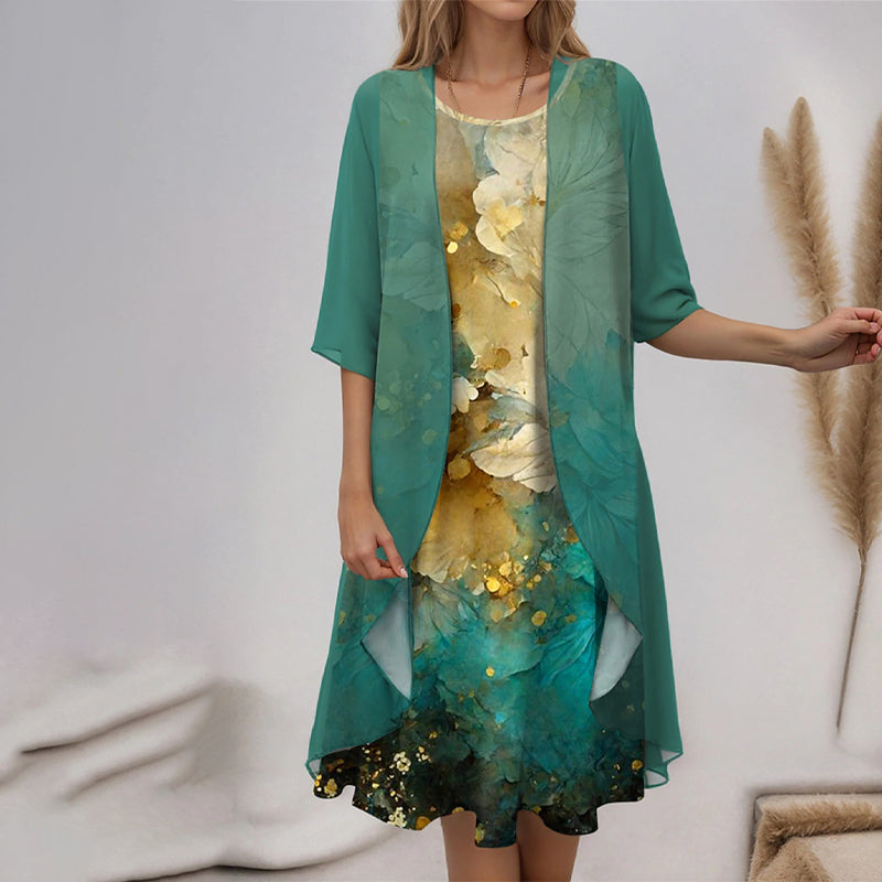 Jurk Dames Elegant Met Vest - Anouk