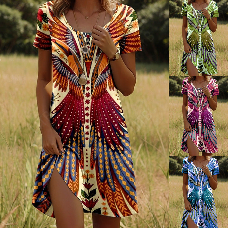 Boho Jurk Dames Met Print - Olivia