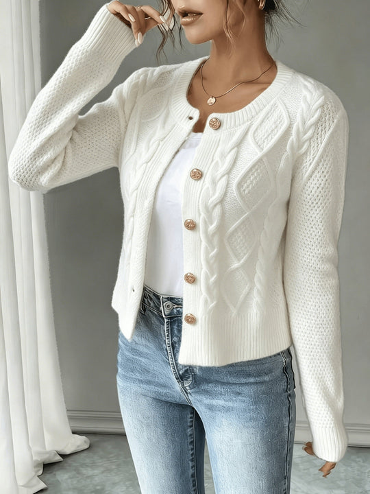 Marianne - Elegant Kabelgebreid Knopen Vest