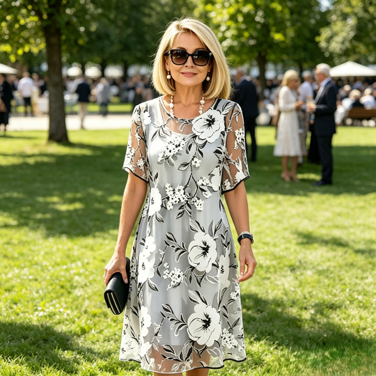 Yolanda - Elegante Chiffon Jurk met Bloemenprint