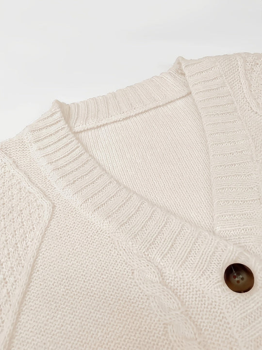 Sandra - Klassiek Kabelgebreid V-Hals Vest