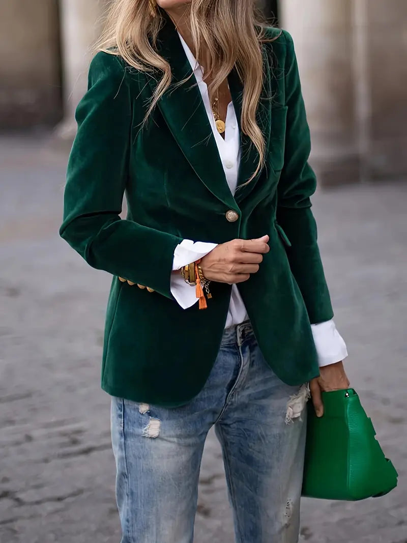 Vanessa - Elegant Fluwelen Knopen Blazer