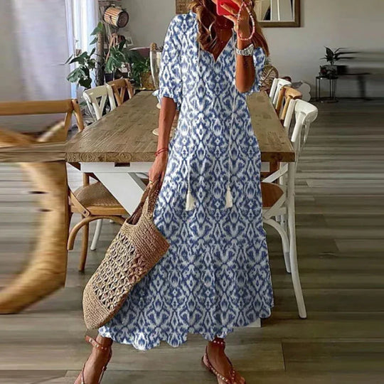 Ines - Luchtige Boho Maxi Jurk met Bloemenprint Dames