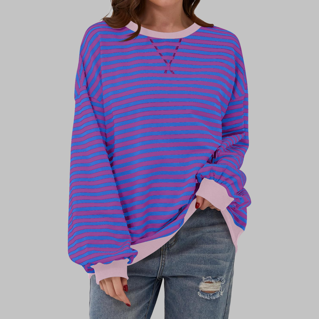 Ellen - Stijlvolle Gestreepte Ronde Hals Sweater