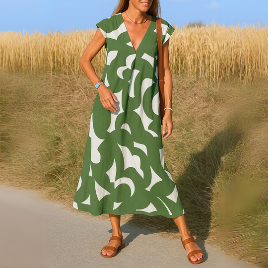 Mirjam - Stijlvolle Boho Maxi Jurk met V-hals