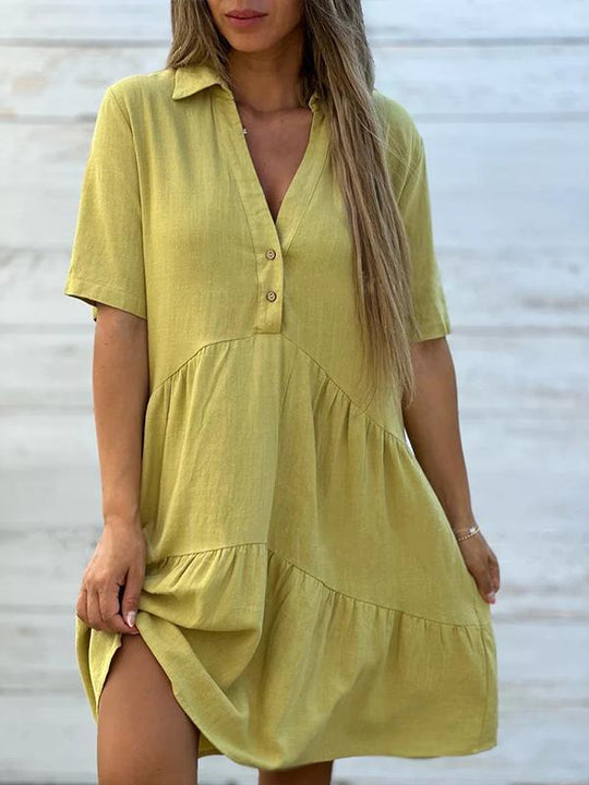Nora - Losse Blousejurk Korte Mouw Dames