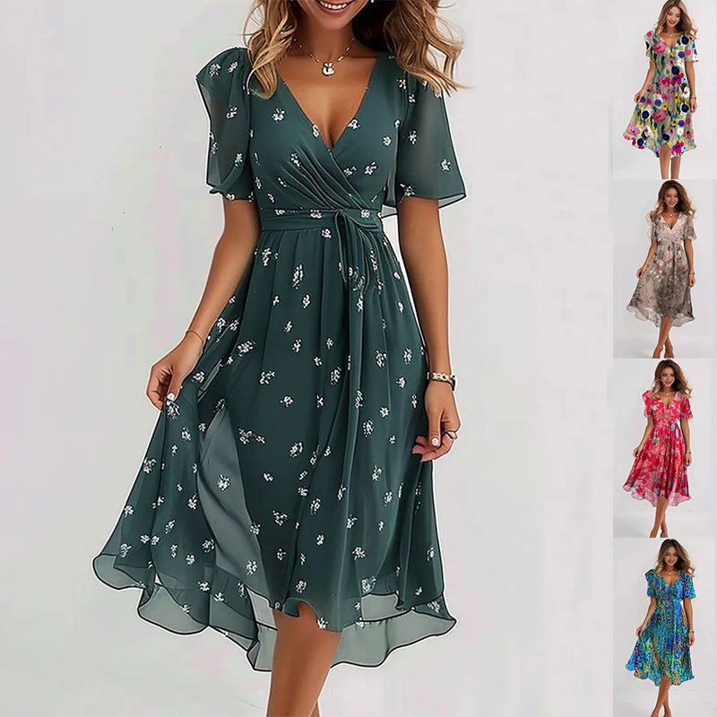 Bloemen Midi Jurk Dames Stijlvol - Mila