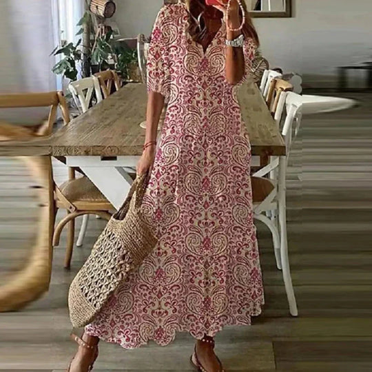 Ines - Luchtige Boho Maxi Jurk met Bloemenprint Dames