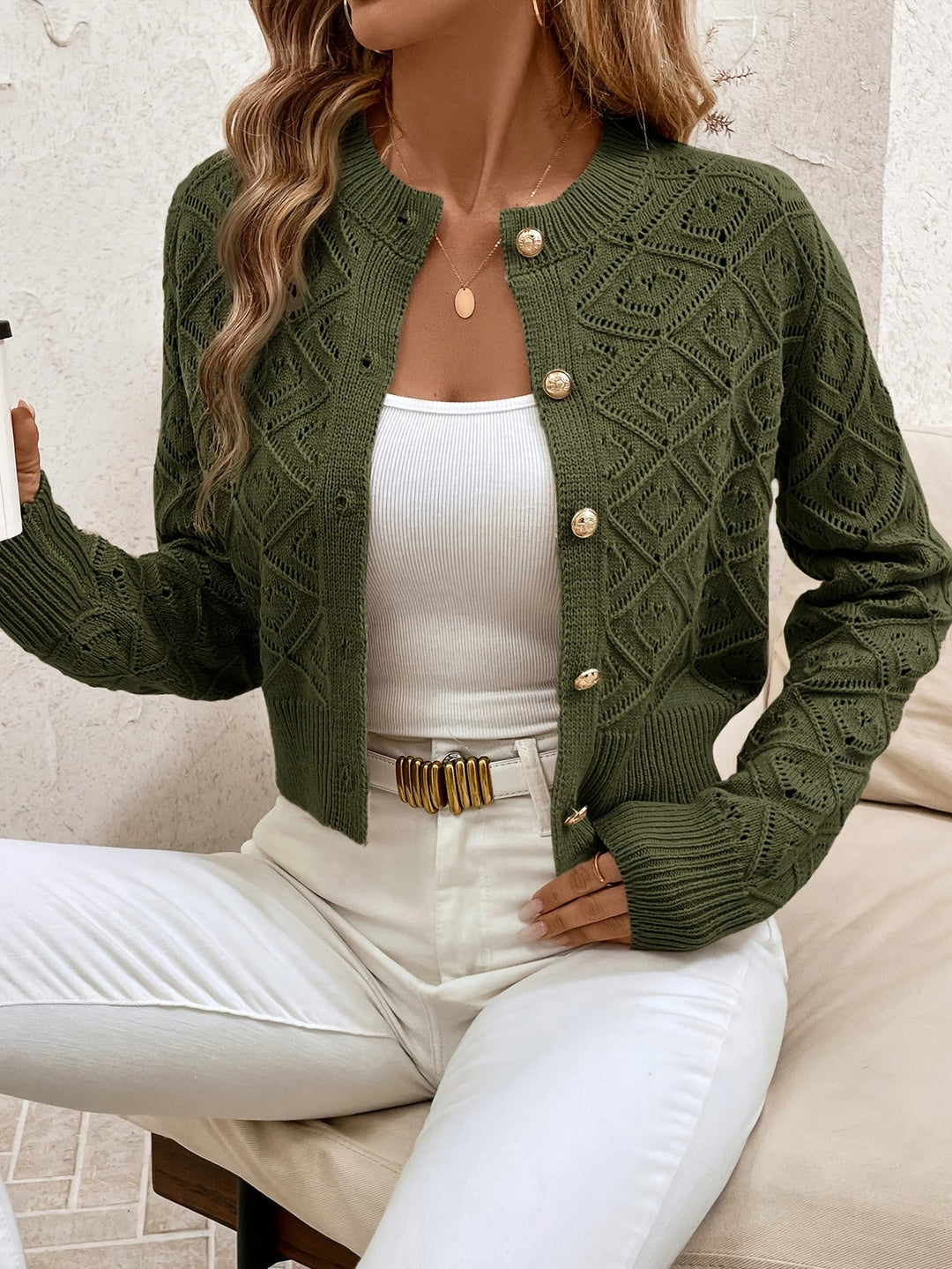 Martine - Elegant Gebreid Knopen Vest