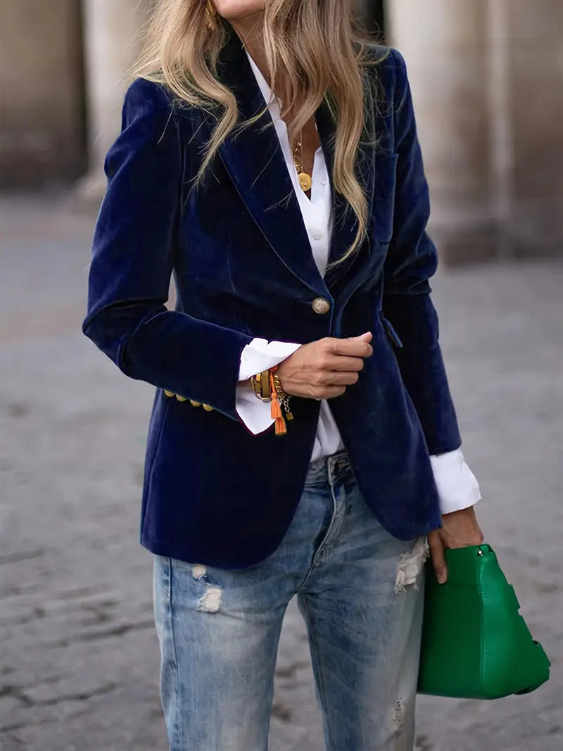 Vanessa - Elegant Fluwelen Knopen Blazer
