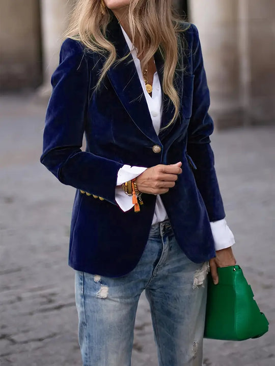 Vanessa - Elegant Fluwelen Knopen Blazer