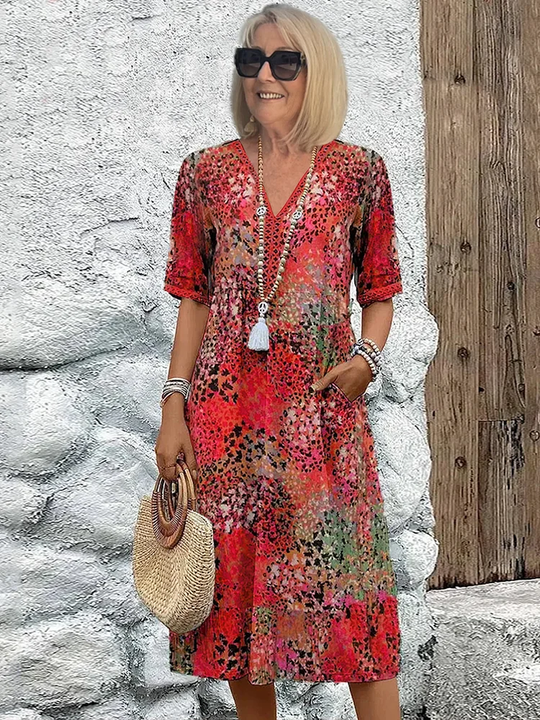 Midi Jurk Dames Boho Vrouwelijk - Lieke