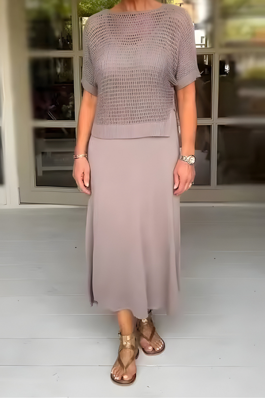 Chantal - Gebreide Set met Maxi Rok