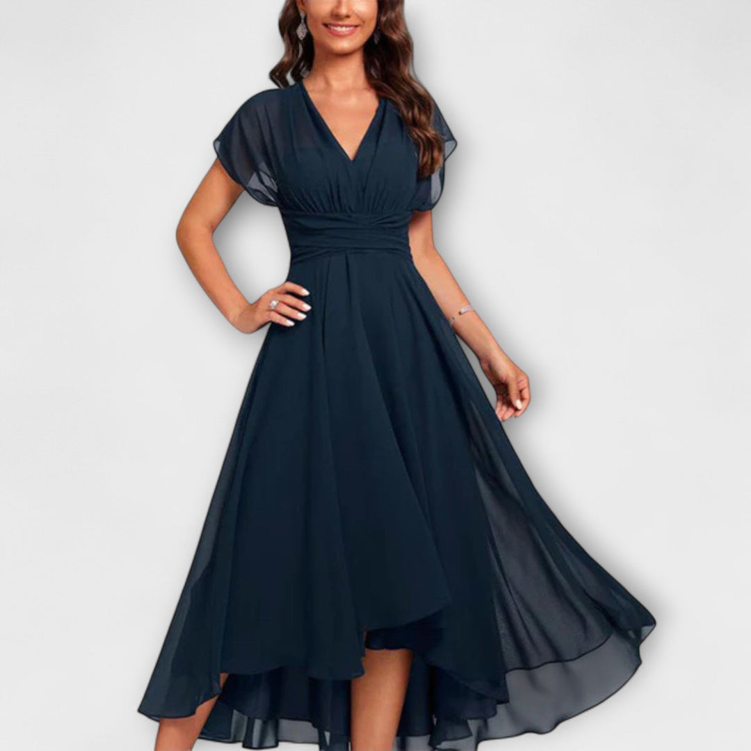 Daphne - Chiffon Feestjurk met V-hals