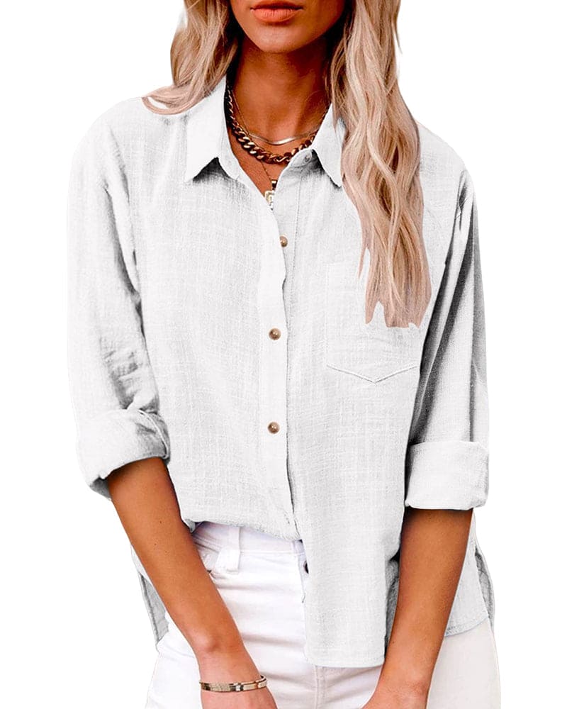 Katoen Linnen Blouse Dames Stijlvol - Zara