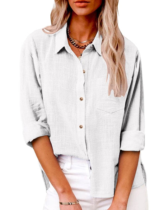Katoen Linnen Blouse Dames Stijlvol - Zara