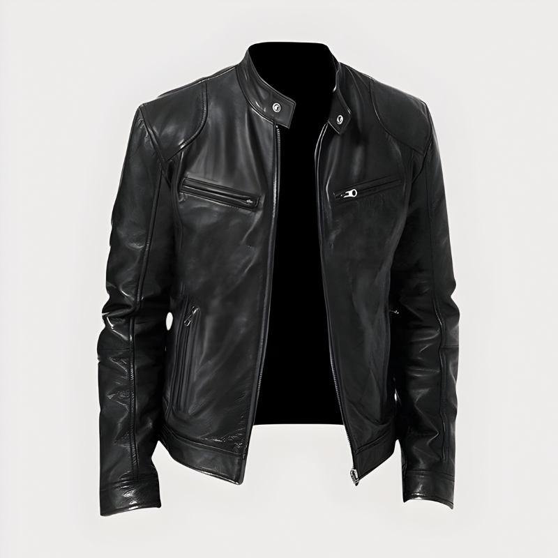 Victor - Stijlvolle Slim Fit Leren Bikerjack