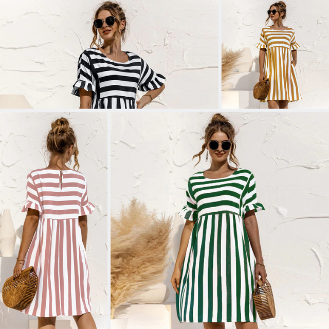 Miranda - Trendy Gestreepte Jurk