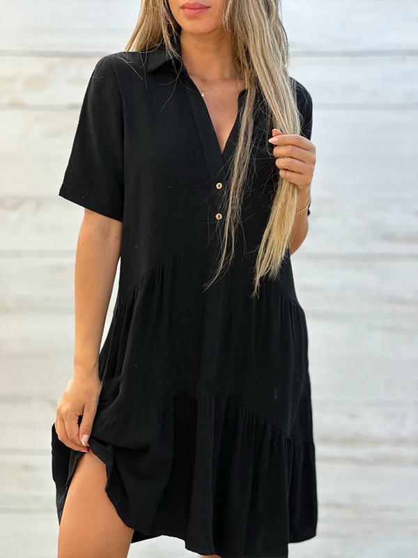 Nora - Losse Blousejurk Korte Mouw Dames