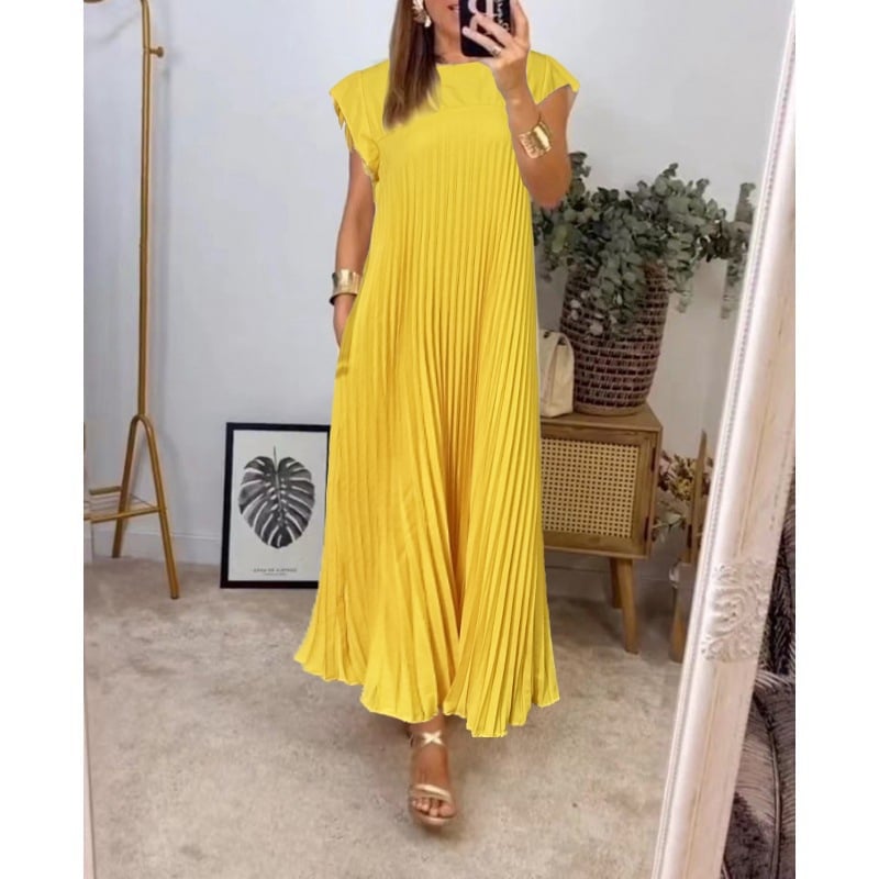 Saskia - Elegante Plissé Maxi Jurk