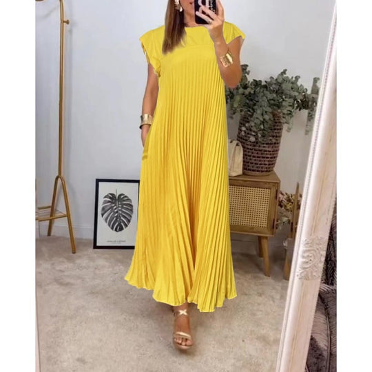 Saskia - Elegante Plissé Maxi Jurk