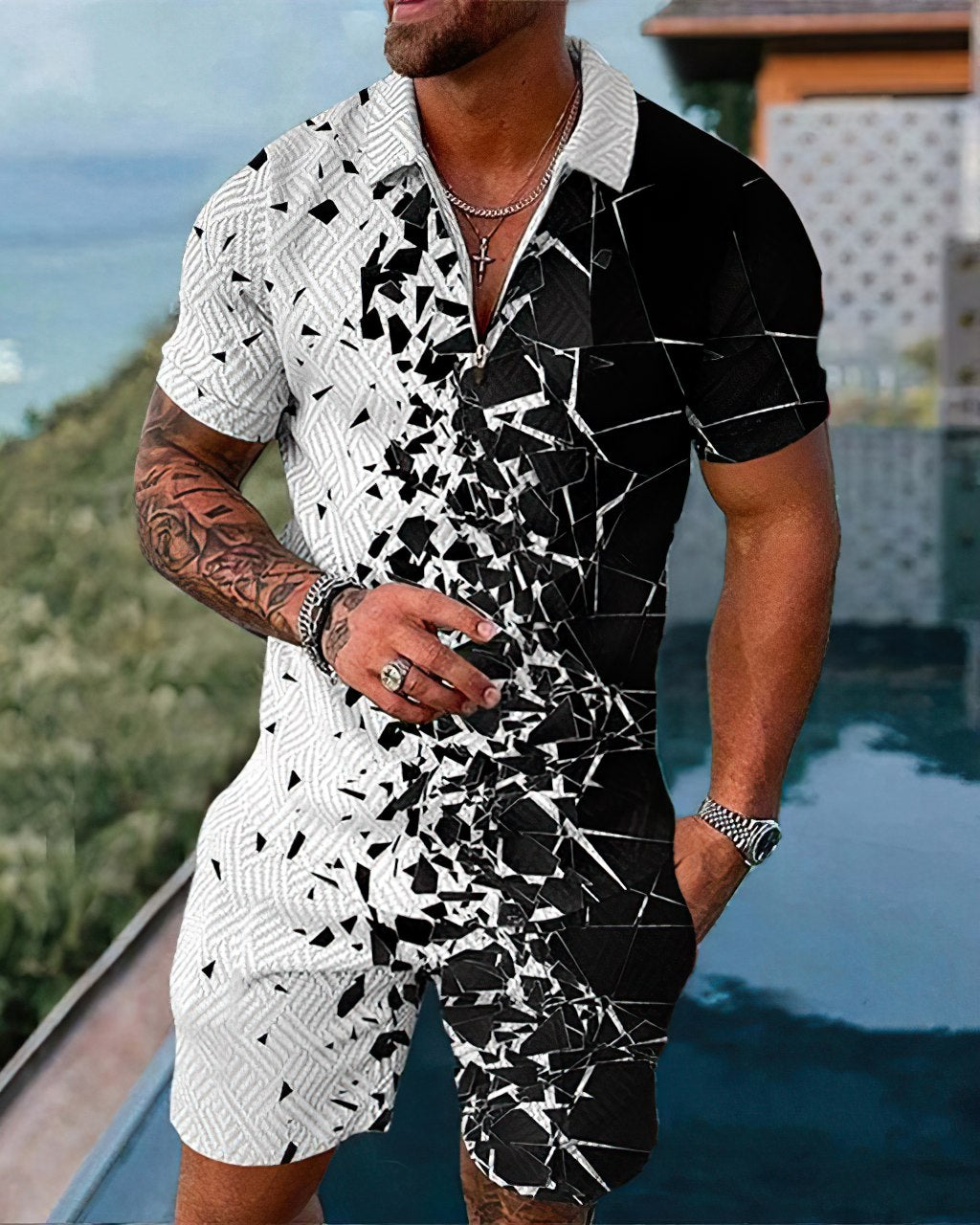 Gohan - Bedrukte Tweedelige Set - Casual - Heren-1