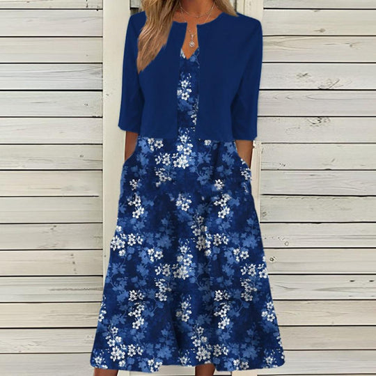 Fleur - Stijlvolle Jurk met Bolero Bloemenprint Dames