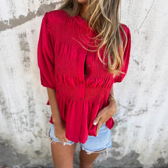 Smock Blouse Dames Korte Mouw - Femke
