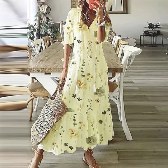 Ines - Luchtige Boho Maxi Jurk met Bloemenprint Dames