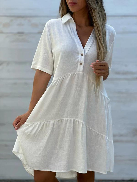 Nora - Losse Blousejurk Korte Mouw Dames