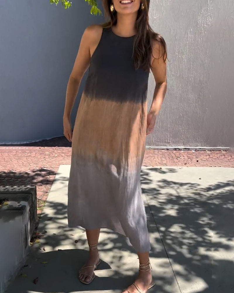 Tessa - Elegante Mouwloze Linnen Midi Jurk