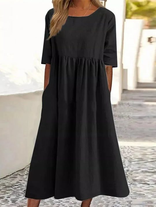 Zara - Casual Katoen Midi Jurk Korte Mouw Dames