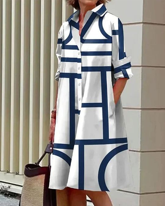 Ingrid - Stijlvolle Blousejurk met Print