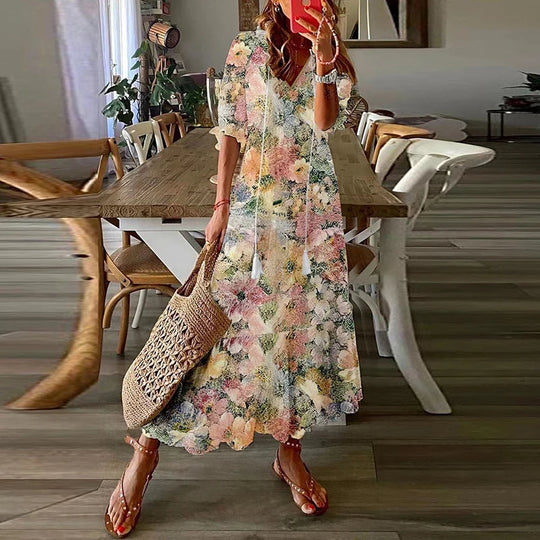 Ines - Luchtige Boho Maxi Jurk met Bloemenprint Dames