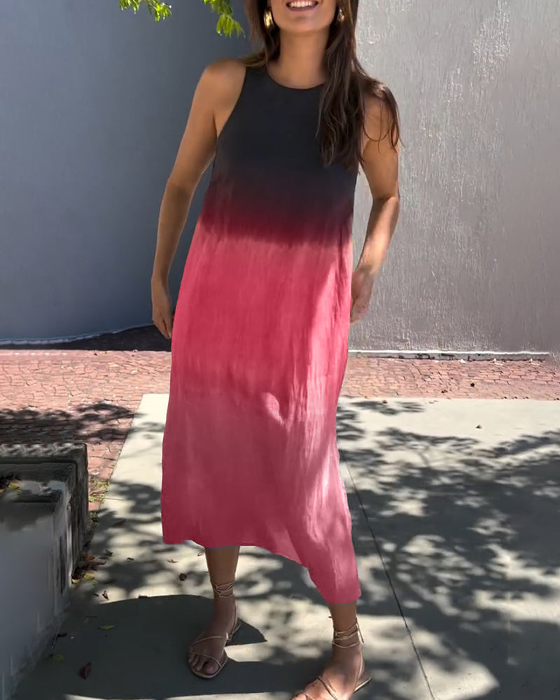 Tessa - Elegante Mouwloze Linnen Midi Jurk