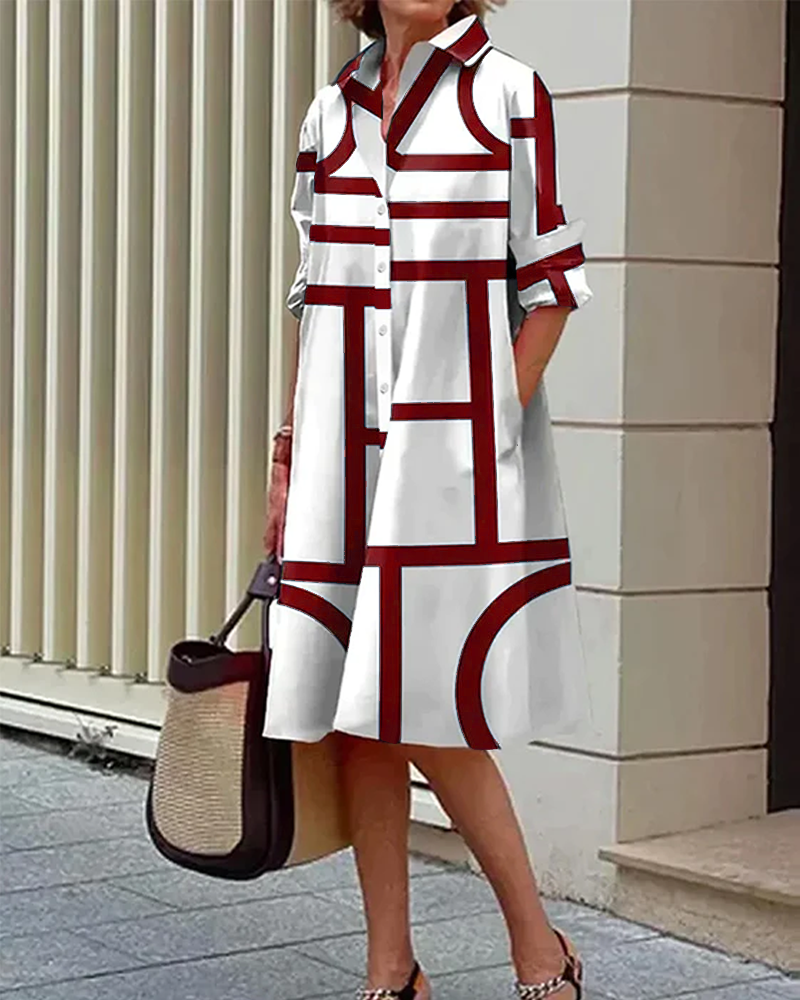 Ingrid - Stijlvolle Blousejurk met Print