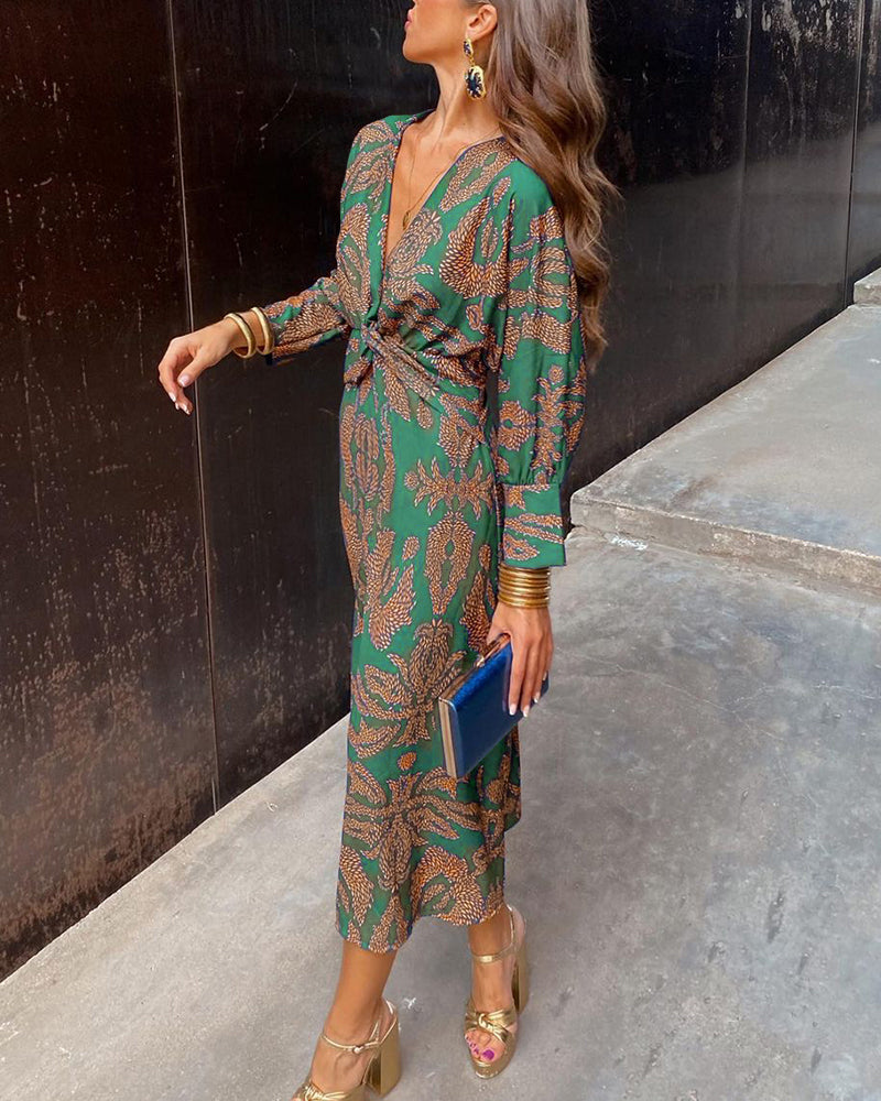 Elegante Midi Jurk Dames Met Bloemenprint - Maud