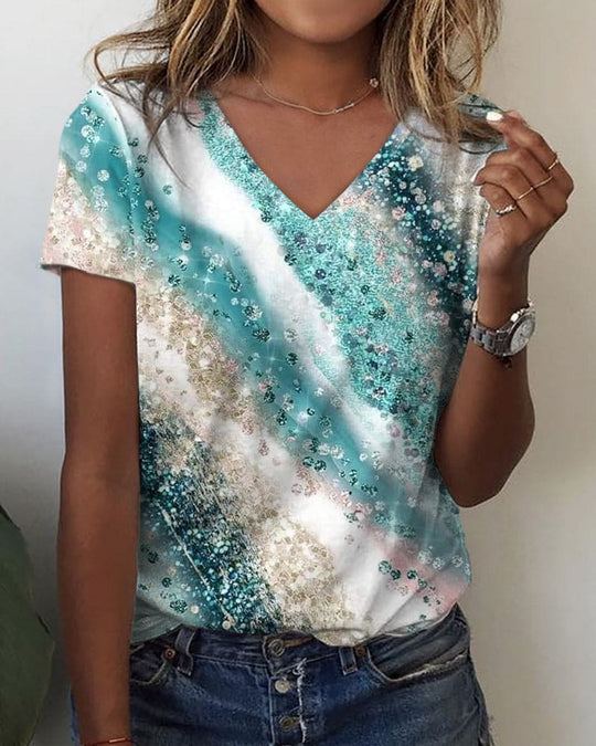 Vesna - Casual T-shirt met V-hals en Print Dames