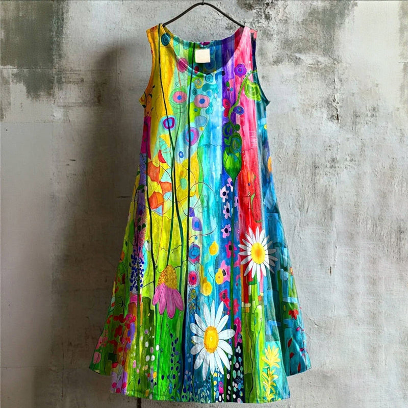 Esther - Mooie Kleurrijke Bloemen Zomerjurk