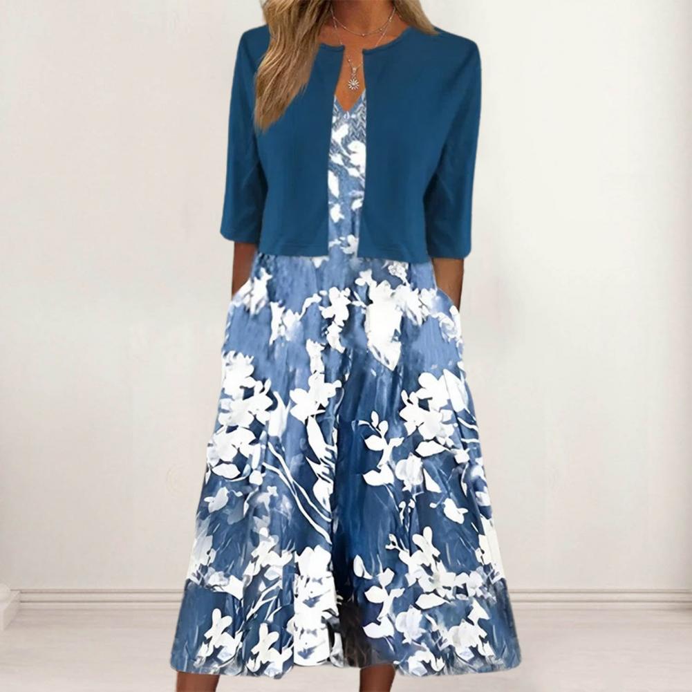 Linda - Elegante Bloemen Midi Jurk