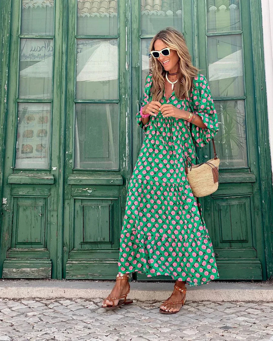 Elaine | Boho Maxi Jurk Dames Met Print