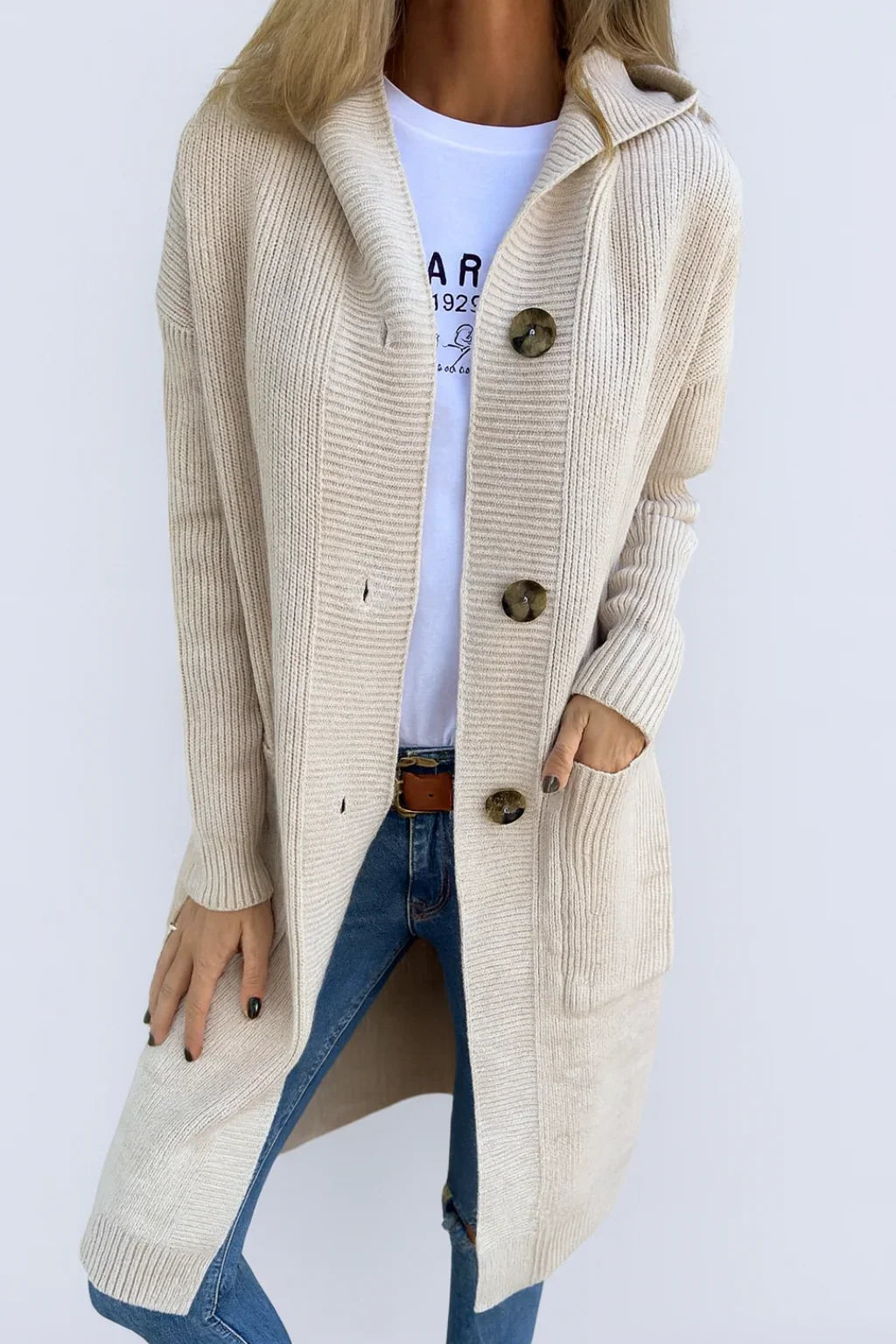 Caroline | Elegant Lang Oversized Kabelvest