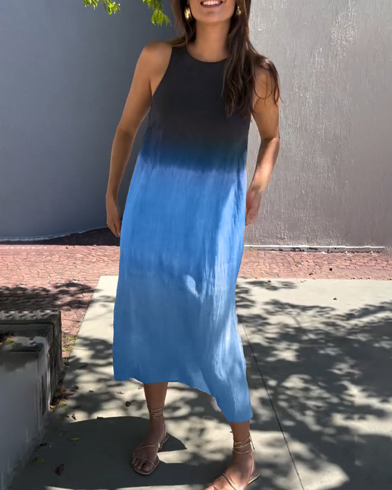 Tessa - Elegante Mouwloze Linnen Midi Jurk