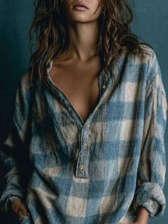 Geruite Oversized Blousejurk Dames - Luna
