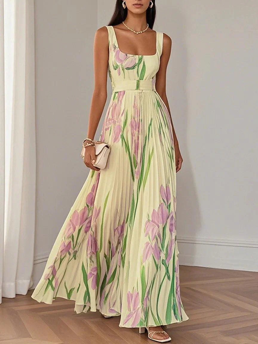Lily | Geplooide Maxi Jurk Dames Met Bloemenprint