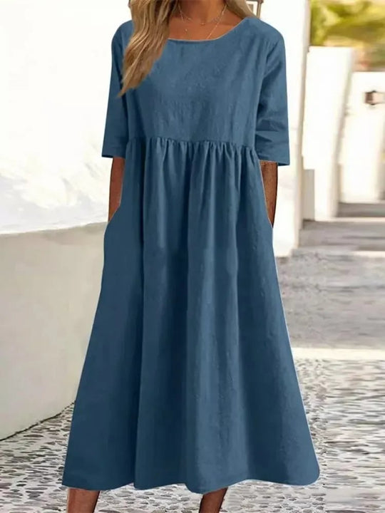 Zara - Casual Katoen Midi Jurk Korte Mouw Dames