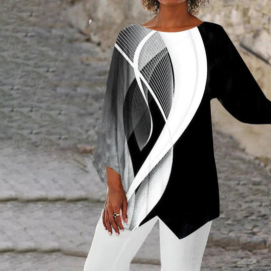 Luna - Stijlvolle Dames Tuniek Lange Mouw met Print
